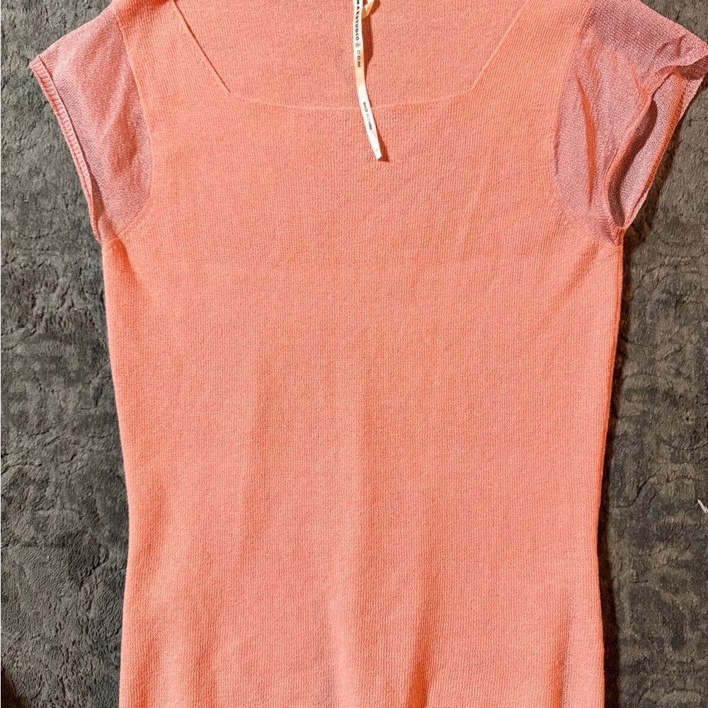 Max Studio Coral Knit Short Sleeve Top